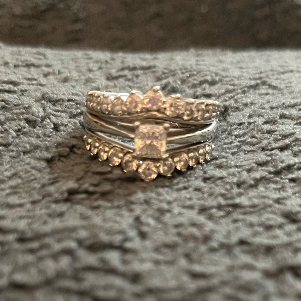 Zales celebration white gold 23 genuine diamonds wedding set.